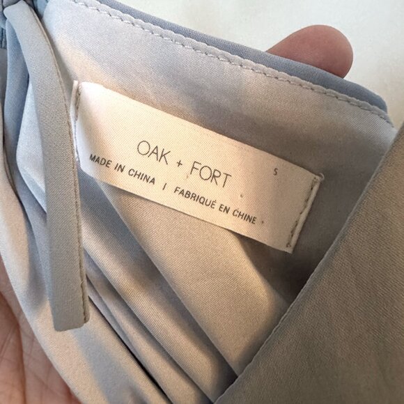 OAK + FORT Blue Satin Midi Slip Dress – Adjustable Tie-Back, Size Small - Picture 5 of 7